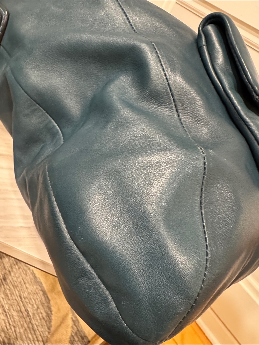 COACH Bag Kristin Large Dark Teal Leather Hobo Satchel - Picture 15 of 17